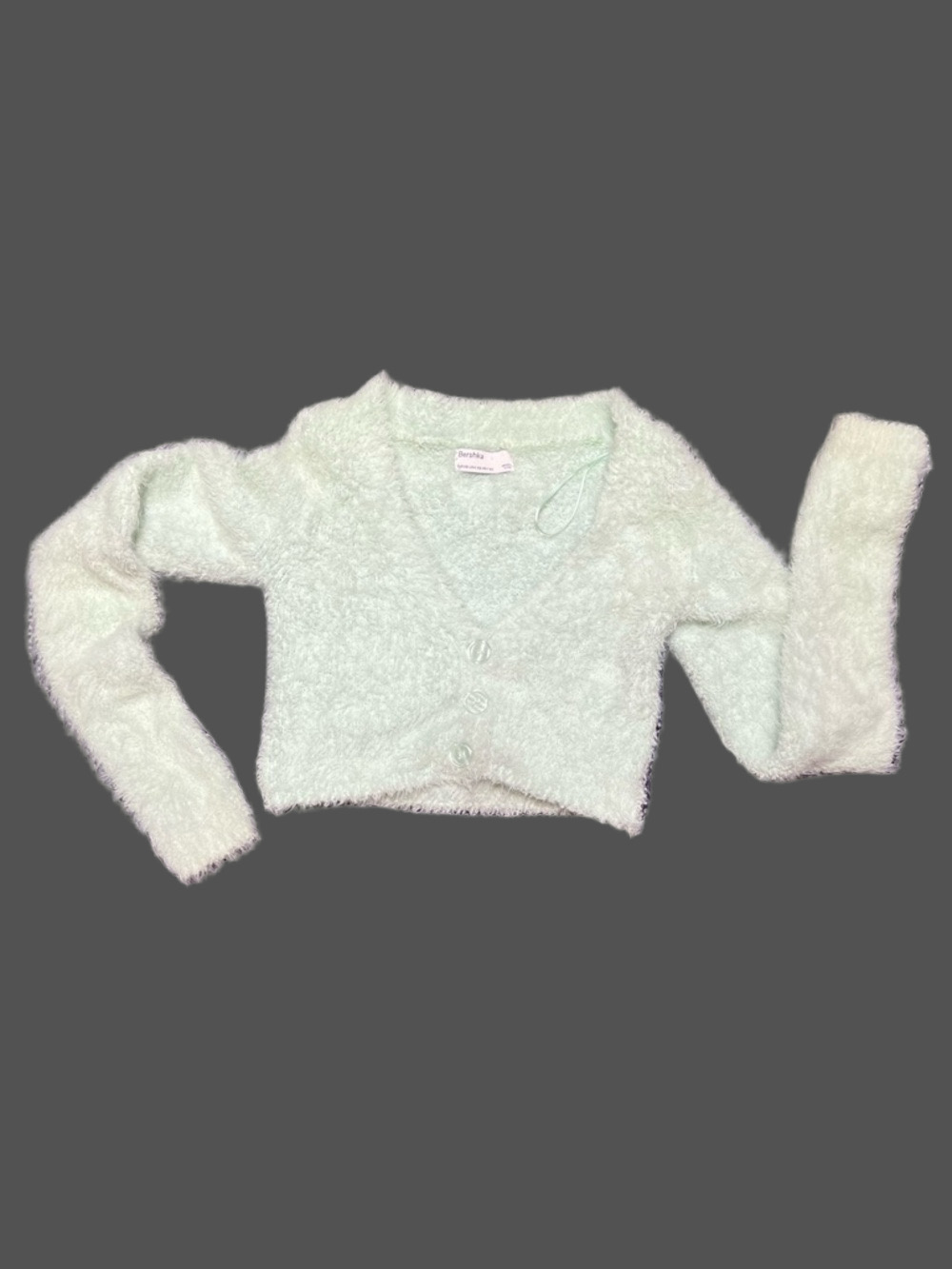 Bershka Mint Green Fluffy Copped Cardigan